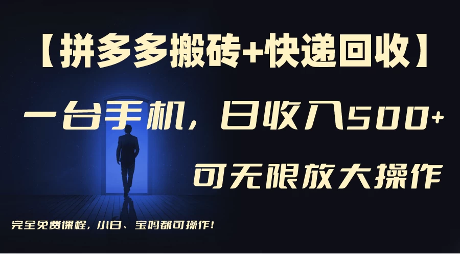 拼多多搬砖+快递回收，日入500+，多号矩阵收益无上限 - 项目资源网