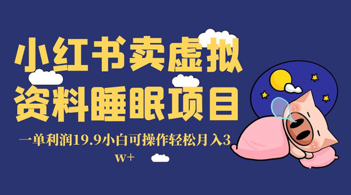 小红书卖虚拟资料睡眠项目,一单利润 19.9 小白可操作轻松月入 3w+ - 情久项目资源网