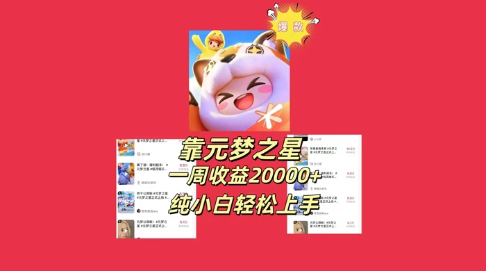 新风口,靠元梦之星一周收益 20000,纯小白轻松上手 - 情久项目资源网