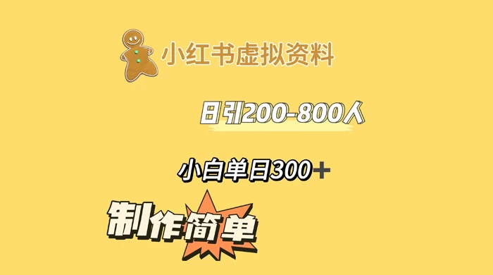 小红书虚拟资料日引 200-800 人,小白单日收益 300+ - 情久项目资源网