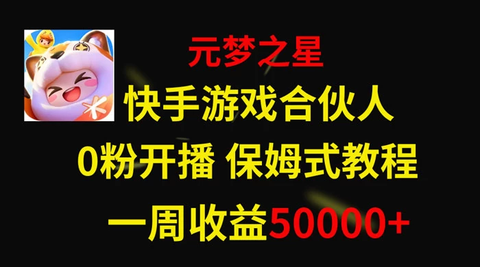 快手游戏合伙人新风口，元梦之星爆火游戏，一周收入50000+ - 情久项目资源网